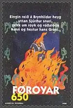 Grani franchit le cercle de flammes entourant Brunehilde, avec Siegfried sur le dos
