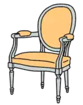 Fauteuil Louis XVI, avec dossier de siège « en médaillon ».