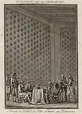 Événement du 19 fevrier 1790 : Favras à l'Hôtel de Ville dictant son testament