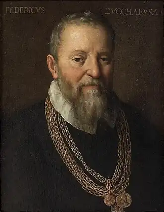 Le maître du maniérisme romain Federico Zuccaro, ici peint par Fede Galizia. Originaire des Marches et mort à Ancône.
