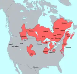 Carte de l'Amérique du Nord.