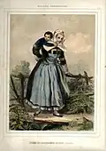 Femme de Châteauneuf-du-Faou, lithographie d'Hippolyte Lalaisse