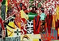 Femmes au marché, 1961, Élisabethville (Katanga), 60&nbsp;cm × 80&nbsp;cm, huile et collage sur toile - Collection Commune de Woluwe Saint-Pierre. Bruxelles