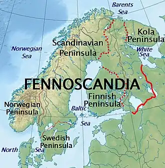 Carte de la Fennoscandie.