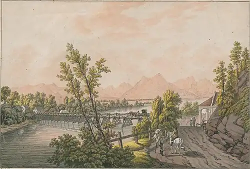 Pont sur la Save près de Črnuče, Ferdinand Runk&nbsp;(en), 1815