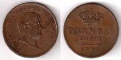 Photos recto et verso d'une pièce de monnaie en cuivre