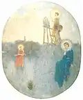 Fernand Khnopff, Plafond pour Léon Houyoux, à compléter sur site: Peinture, Musique, Poésie, 1880.
