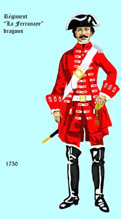 régiment de La Ferronnays dragons de 1750 à 1757.