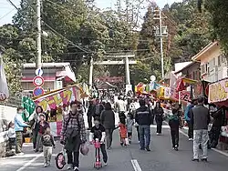 Festival Street at Ōagata Shrine with Torii in the background, March 2008