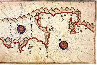 Carte des environs de Fethiye par Piri Reis