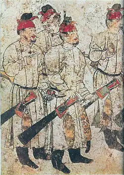 Cortège, tombe de Li Xian, TangIn situ Cimetière de Gaozong. Qianling, Qian, Shaanxi, China, 85&nbsp;km nord-ouest de Xi'an.