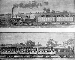 Les premiers passagers du chemin de fer en 1830