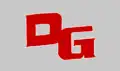Lettres DR rouge sur fond gris.