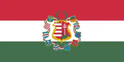 Drapeau de l'État hongrois durant la courte indépendance de celui-ci du 14 avril au 13 août 1849.