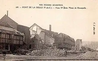 La fosse no&nbsp;3 détruite durant la Première Guerre mondiale.