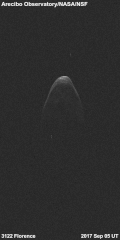 Animation de l'astéroïde Florence prise par le radar d'Arecibo.