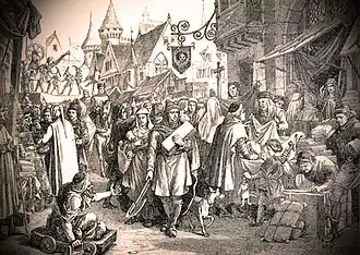 Foire de Champagne, gravure du XIXe siècle