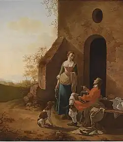 Conversation devant une auberge