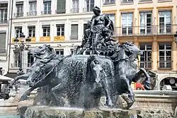 Quadrige de la Fontaine Bartholdi de Lyon : Les fleuves et les sources allant à l'océan, Frédéric Auguste Bartholdi, 1892.