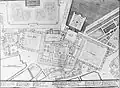 plan du château en 1682, le jardin de l'étang comprend probablement les cinq statues.