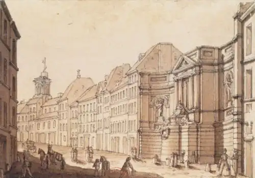 Fontaine ; dessin du XIXe&nbsp;siècle.
