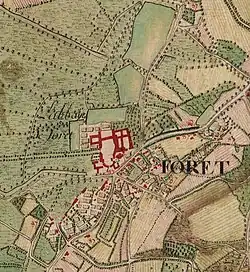 L'Abbaye de Foret sur la carte de Ferraris du XVIIIe siècle.
