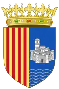 Variante du blason « primitif » avec les barres d'Aragon (XVIIe&nbsp;siècle)