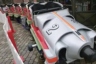 Ancien train d’Eurosat, exposé à Europa-Park (2019).