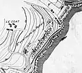 Plan de batterie externe de Fort Portzic, située à 150&nbsp;m du fort, appelée batterie Maison Blanche