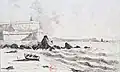 Le fort de Penthièvre au XIXe&nbsp;siècle (dessin de A. Descoumiers).
