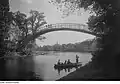 Le Forstwerderbrücke&nbsp;(de), pont en arc à Halle, vers 1935.