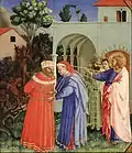 Fra Angelico, Saint Jacques faisant libérer Hermogène, vers 1426-1429, tempera sur bois, 26,8&nbsp;×&nbsp;23,8&nbsp;cm, Fort Worth, Musée d'art Kimbell.