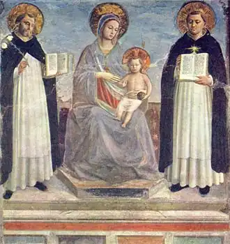 Vierge à l'enfant avec saint Dominique et saint Thomas, 1424-1430,musée de l'Ermitage.