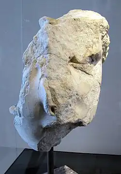 Fragment de la tête de la statue.