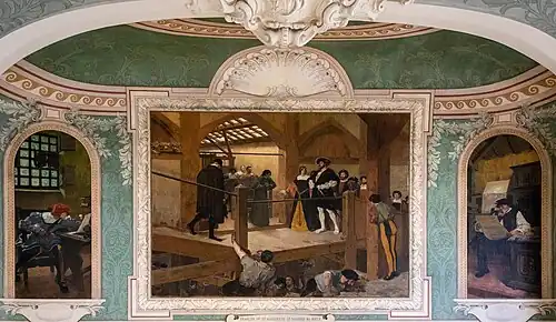 François Ier et Marguerite de Navarre, sa sœur, visitent l’imprimerie de Robert Estienne.