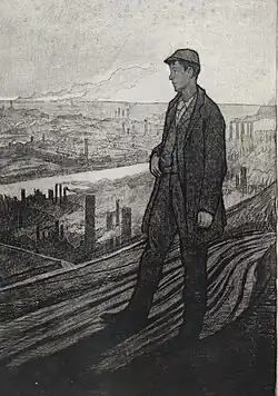 Après la grève, 6 janvier 1897 (Taille et aquatinte ; Inv. Kunel nº 219 ; 30&nbsp;×&nbsp;22&nbsp;cm), Collection privée
