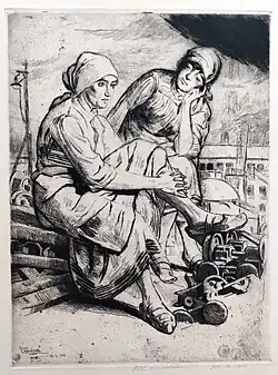 Le repos, 21 mars 1916 (Vernis mou ; Inv. Kunel nº 345 ; 39&nbsp;×&nbsp;29&nbsp;cm), Collection privée