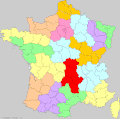 Régions postales - 1926. (Auvergne en rouge)
