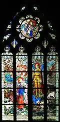 Vitrail des apparitions de Jeanne d'Arc à Domrémy.