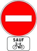 Le panneau M9 « sauf cycles ».