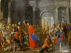 Jésus chasse les marchands du Temple, vers 1645, chartreuse de Bologne.