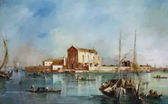 San Cristoforo della Pace, huile sur toile de francesco Guardi XVIIIe siècle