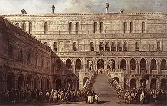 Le Couronnement du doge de Venise sur l'escalier des Géants au palais ducal de Venise, musée du Louvre Paris