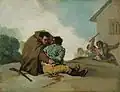 Le frère attache le bandit