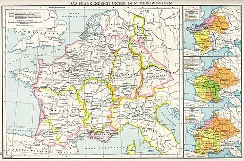 Regnum Francorum divisé au VIIe siècle