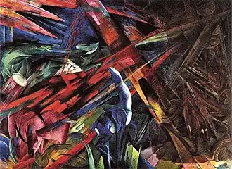 Tierschicksale (Le Destin des animaux), 1913, huile sur toile (196&nbsp;×&nbsp;266&nbsp;cm), Kunstmuseum (Bâle).