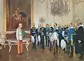 Die deutsches Bundesfürsten huldigen Kaiser Franz Joseph (1908).