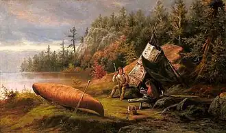 Camp Ojibway sur la rive nord du lac Huron, 1873