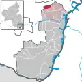 Localisation de Freisbach dans la Verbandsgemeide et dans l'arrondissement
