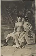 Scène inspirée de la Grèce antique avec cithare.